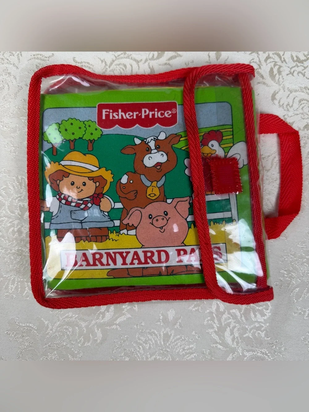 Vintage Fisher-Price Red Green Yellow Barnyard Pals Soft Book, 1990’s